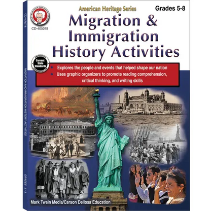 Migration & Immigration History Activities Workbook, Grades 5 - 8: American Heritage Series - Paperback