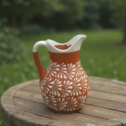 Talavera Brown & White Drinkware Set | Handmade Pitcher & Cups