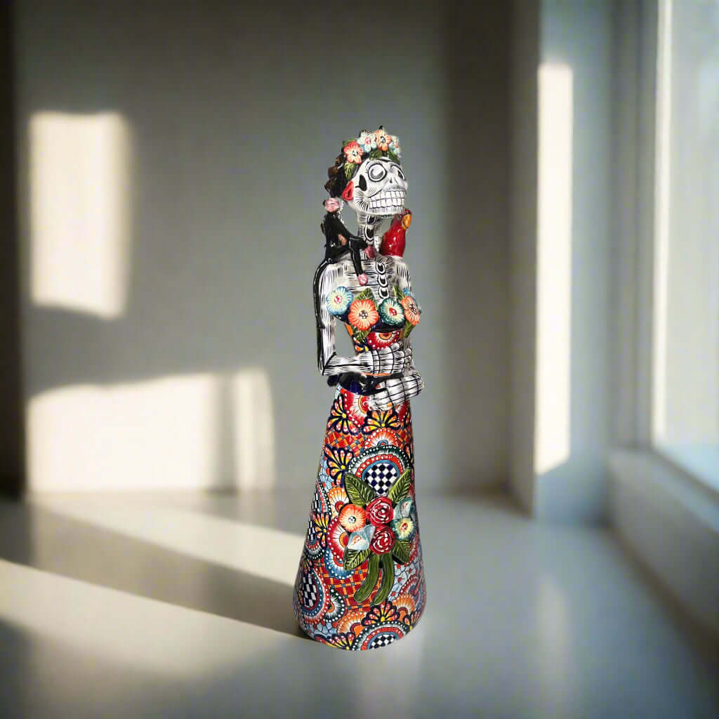 Talavera Catrina Statue | 33" Tall Day of the Dead Ceramic Figurine
