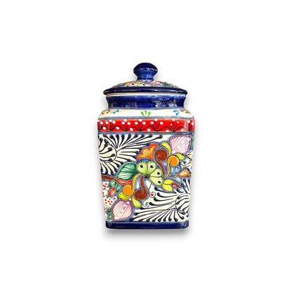 Talavera Canister Set | Dark Blue Mexican Kitchen Storage Jars