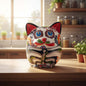 Talavera Fat Cat Planter | Day of the Dead Ceramic Art