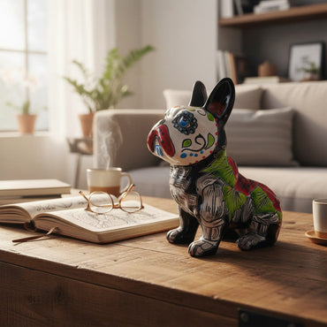 Talavera French Bulldog Statue | Day of the Dead Design