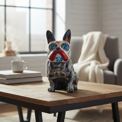 Talavera French Bulldog Statue | Day of the Dead Design