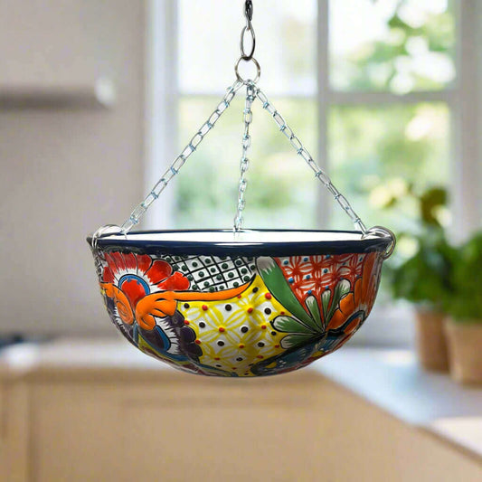 Talavera Hanging Planter | Colorful Hand-Painted Mexican Flower Pot