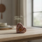 Talavera Heart Vase | Brown & White Butterfly Design