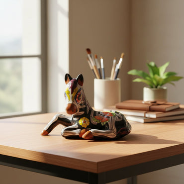 Talavera Horse Figurine | Day of the Dead Skeleton Design