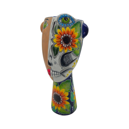 Talavera Lady Planter | Day of the Dead Face Design