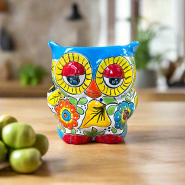 Talavera Owl Planter | Colorful Hand-Painted Mexican Pottery