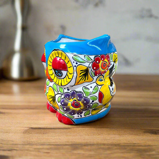 Talavera Owl Planter | Colorful Hand-Painted Mexican Pottery