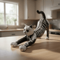 Talavera Stretching Cat Figurine | Hand-Painted Calavera Art