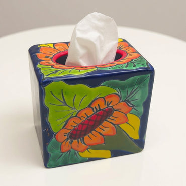 Talavera Sunflower Tissue Box | Hand-Painted Ceramic Decor