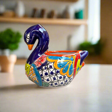 Talavera Swan Planter | Colorful Hand-Painted Mexican Pottery