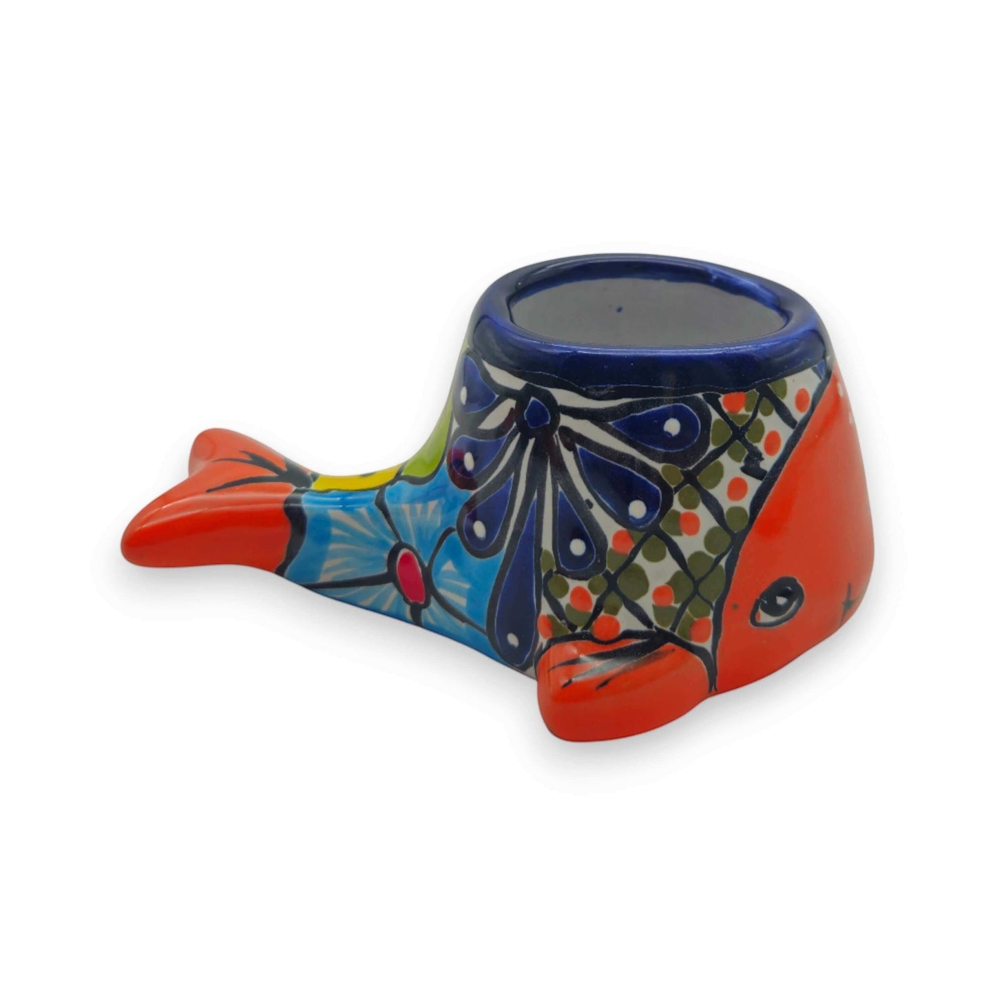 Small Talavera Whale Planter | Colorful Mexican Animal Pot