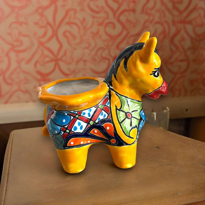 Talavera Donkey Planter | Hand-Painted Mexican Burro Flower Pot