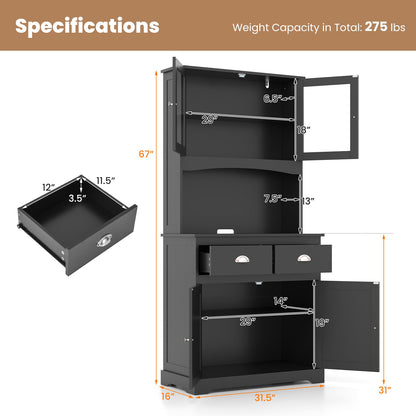Tall Sideboard with 2 Drawers and Adjustable Shelves