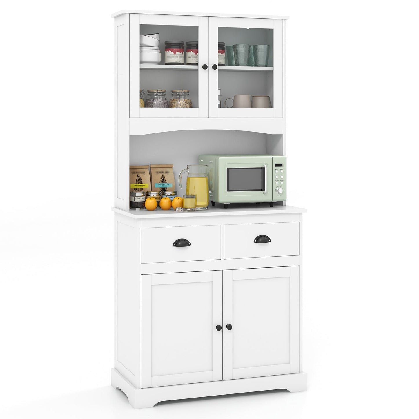 Tall Sideboard with 2 Drawers and Adjustable Shelves