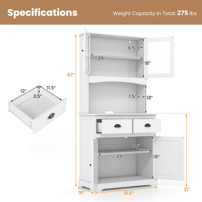 Tall Sideboard with 2 Drawers and Adjustable Shelves