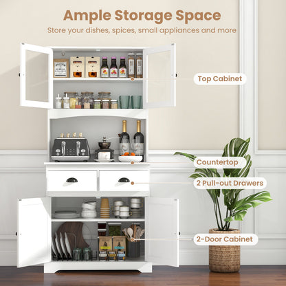 Tall Sideboard with 2 Drawers and Adjustable Shelves