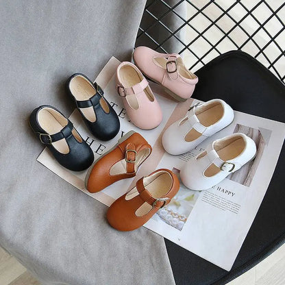 Tan Leather Versatile Single Shoes for Toddlers