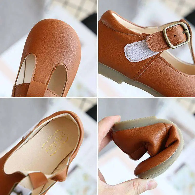 Tan Leather Versatile Single Shoes for Toddlers