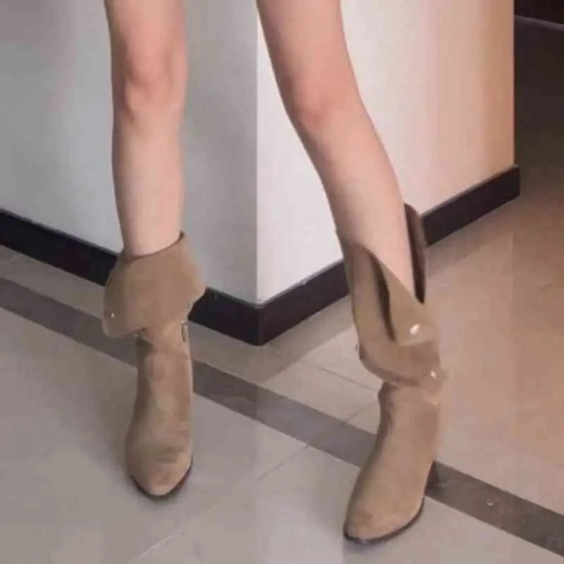 Tan Suede Western Cowboy Pile Style Boots