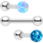 16G 1/4 Aqua Faux Opal Ball Cartilage Tragus Earring 3 Pack Set