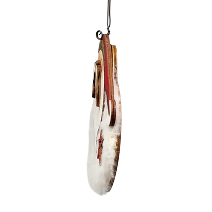 Fuzzy Wooden Santa Ornament - 4 Inches