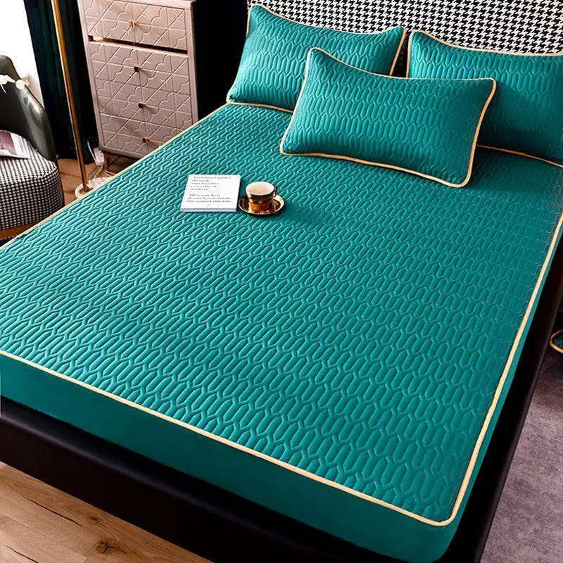 Teal Quilted Dust-proof Single-piece Fitted Sheet