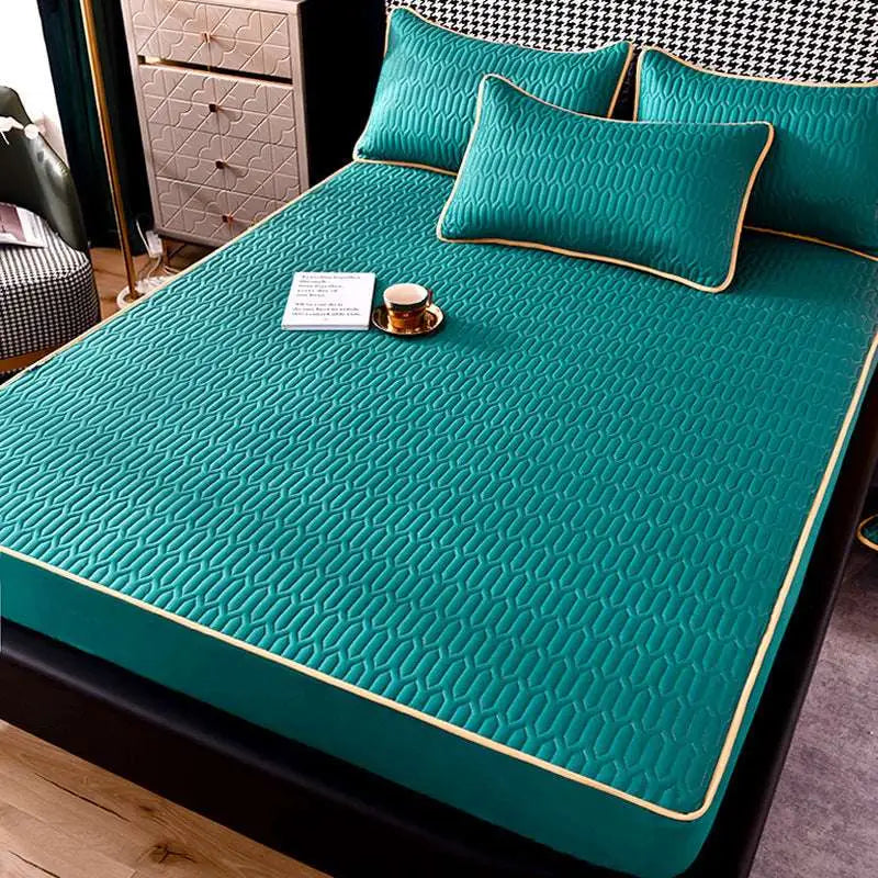 Teal Quilted Dust-proof Single-piece Fitted Sheet