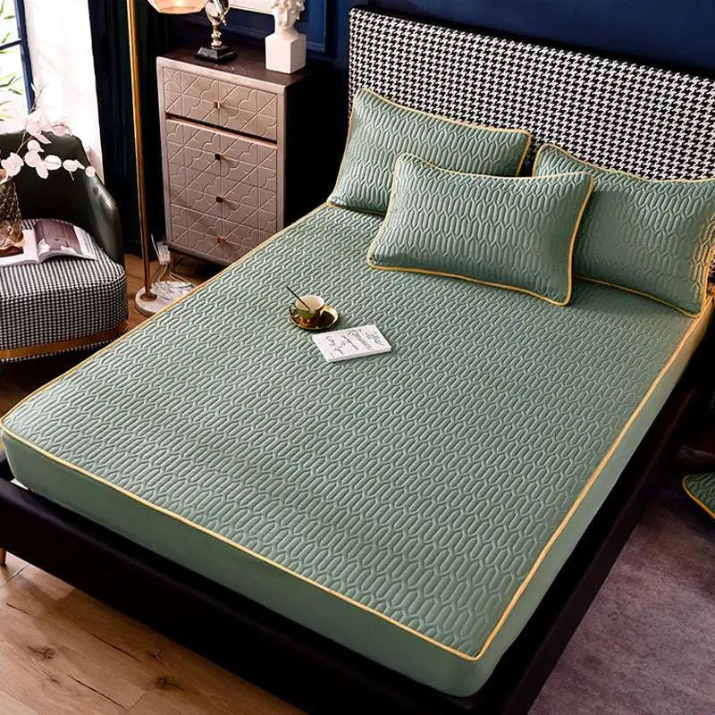Teal Quilted Dust-proof Single-piece Fitted Sheet