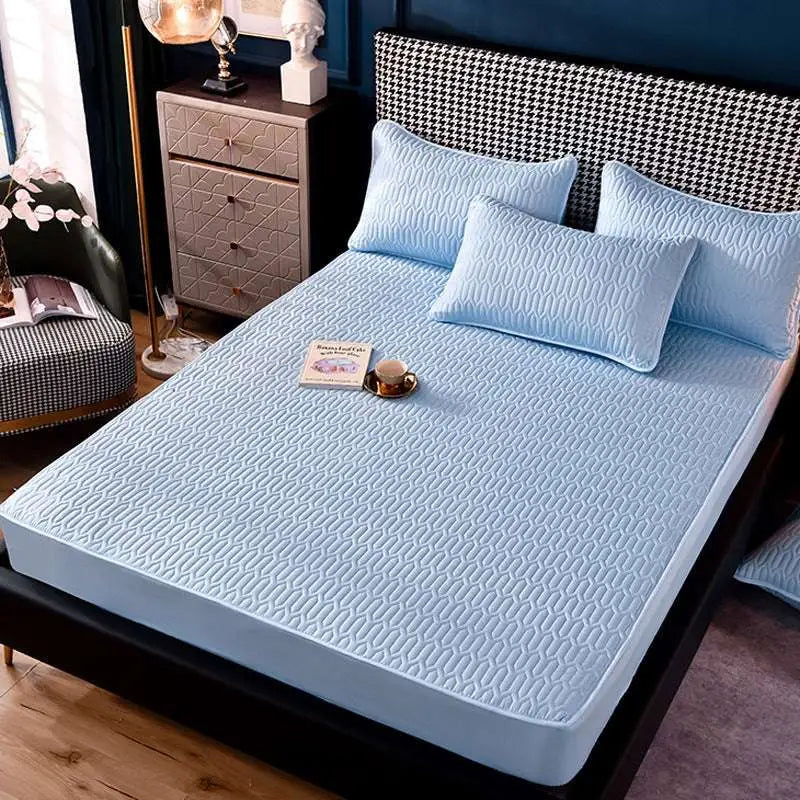 Teal Quilted Dust-proof Single-piece Fitted Sheet