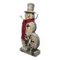 Lighted Log-Style Snowman Figurine - Star