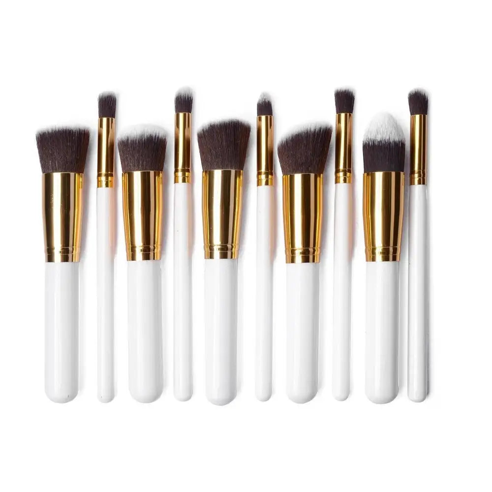 Ten Piece Makeup Brush Set with Maroon Case