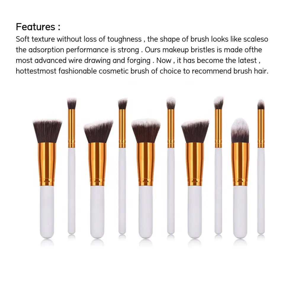 Ten Piece Makeup Brush Set with Maroon Case