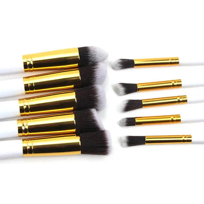 Ten Piece Makeup Brush Set with Maroon Case