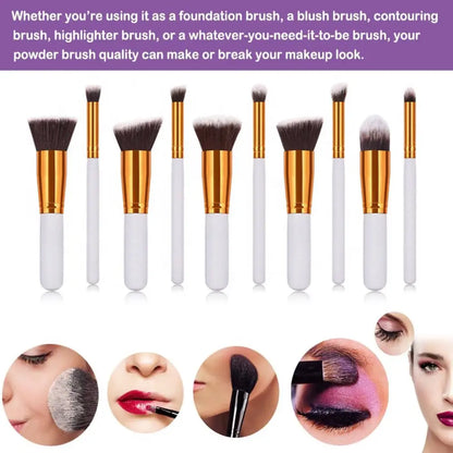 Ten Piece Makeup Brush Set with Maroon Case