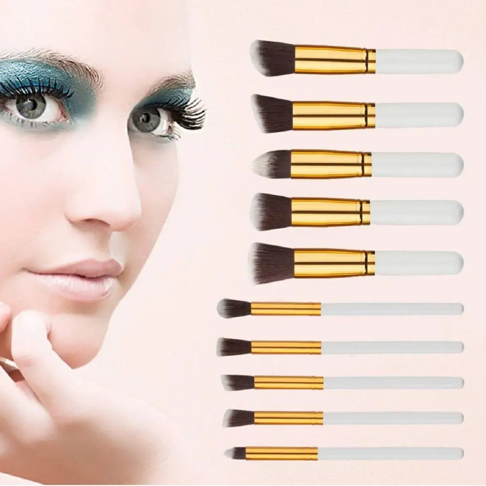 Ten Piece Makeup Brush Set with Maroon Case