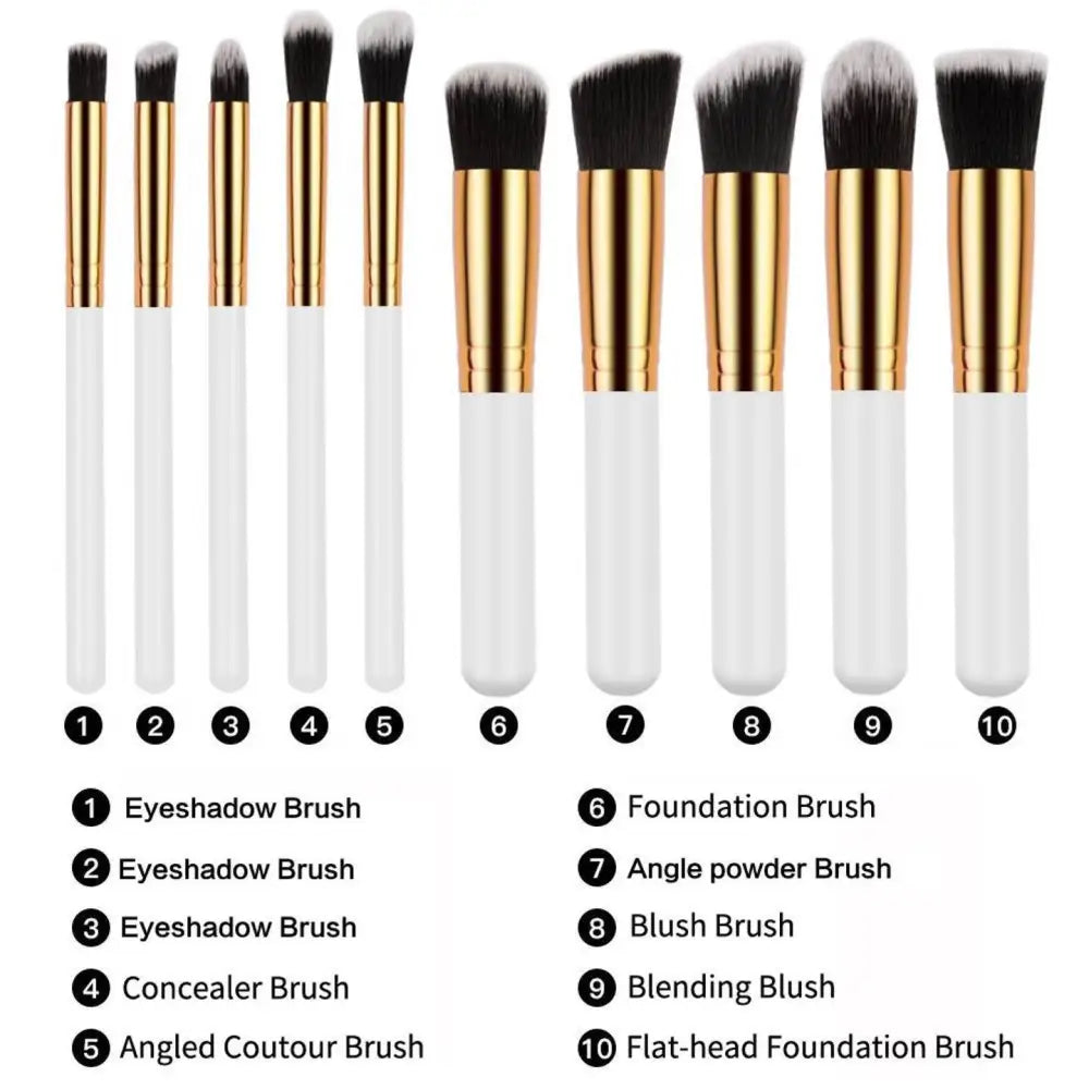 Ten Piece Makeup Brush Set with Maroon Case
