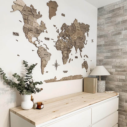 Bundle: Wooden Map and Airplanes Pins
