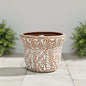 Terracotta & White Talavera Planter | Handmade Pottery Art