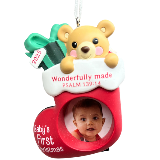 Wonderfully Made Baby's First Christmas 2025 Photo Frame Hallmark Ornament