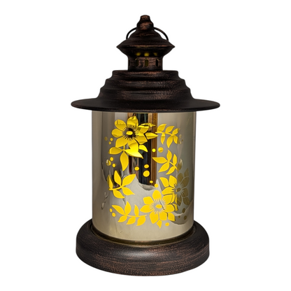 Floral Glass Cylinder Lantern -