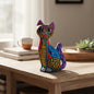 Alebrije Sitting Cat Statue | Hand-Painted Artwork