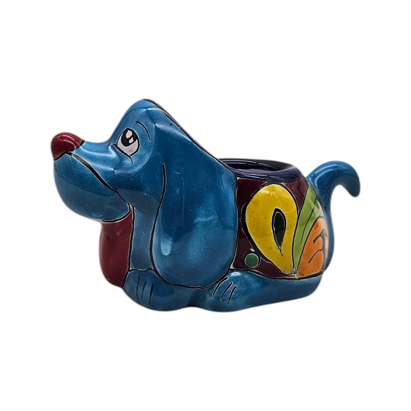 Small Talavera Dog Planter | Mexican Animal Pottery