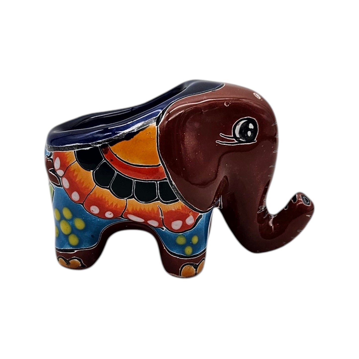 Talavera Elephant Planter | Colorful Hand-Painted Ceramic Animal Pot