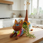 Talavera Cat Planter | Colorful Handmade Stretching Animal Pot