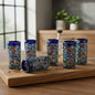 Confetti Double Shot Glass | Hand-Blown Mexican Blue Rim