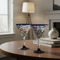 Confetti Rock Martini Glass with Blue Rim | Hand-Blown Mexican Barware