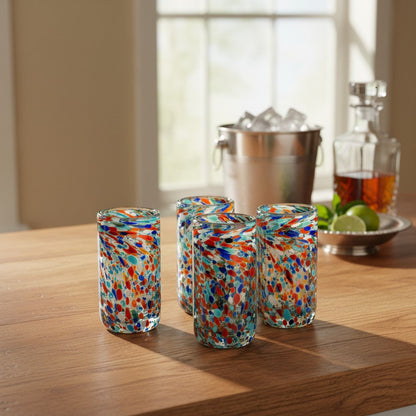 Hand-Blown Double Shot Glass | Mexican Confetti Glassware