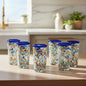 Blue Rim Confetti Pebbled Glass | Hand-Blown Mexican Tumbler